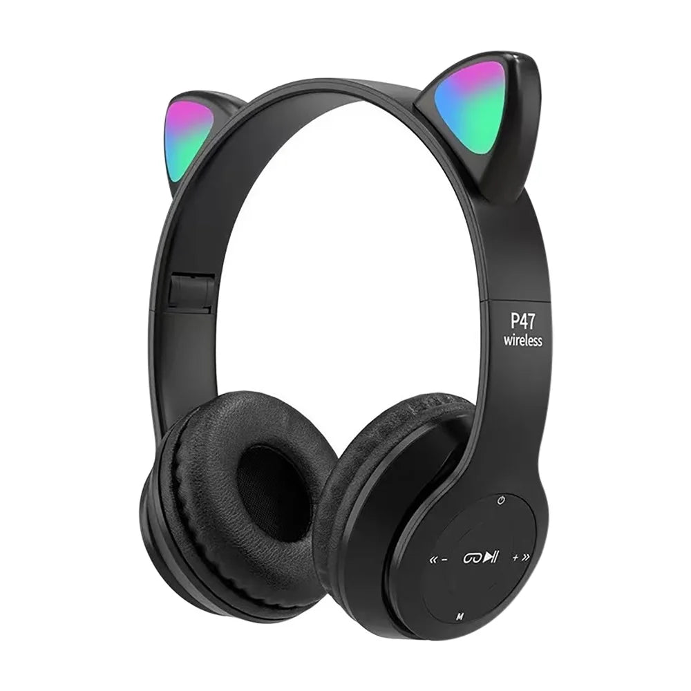 Cute Cat Ear Bluetooth Compatible Headset with LED Wireless