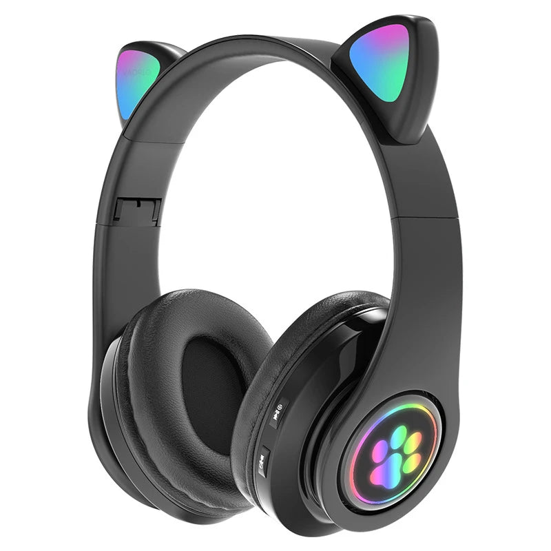 Flash Lamp Cat Ear Bluetooth Headphone With MIC Support