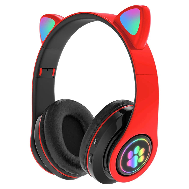 Flash Lamp Cat Ear Bluetooth Headphone With MIC Support