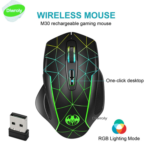 2.4G Wireless Mouse Rechargeable Gamer PC Mice