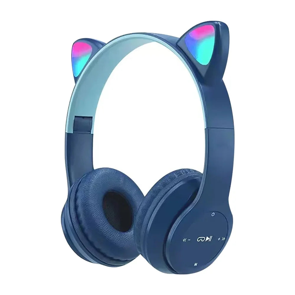 Cute Cat Ear Bluetooth Compatible Headset with LED Wireless