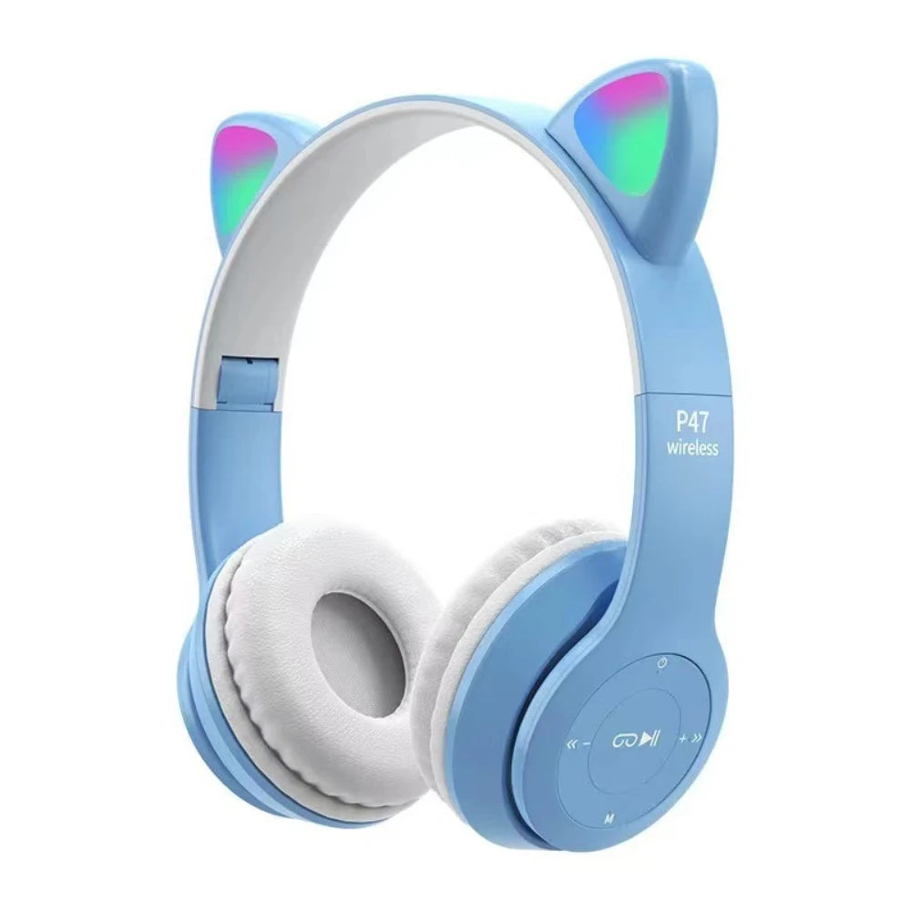Cute Cat Ear Bluetooth Compatible Headset with LED Wireless
