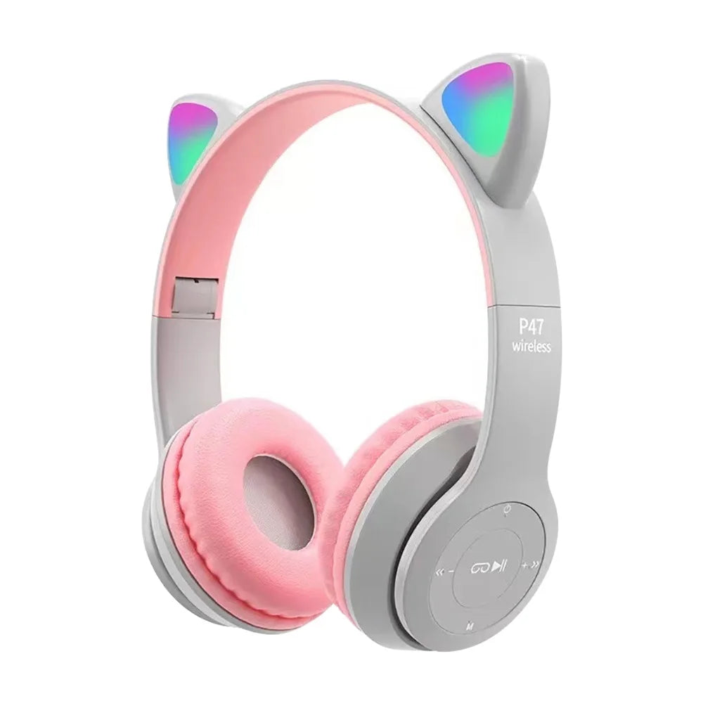 Cute Cat Ear Bluetooth Compatible Headset with LED Wireless