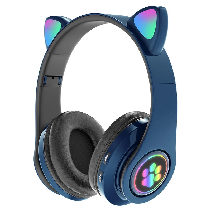 Flash Lamp Cat Ear Bluetooth Headphone With MIC Support