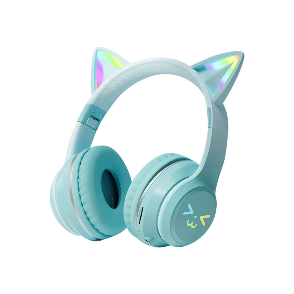 Gradient wireless Headphones RGB cute cat ear Bluetooth Earphone