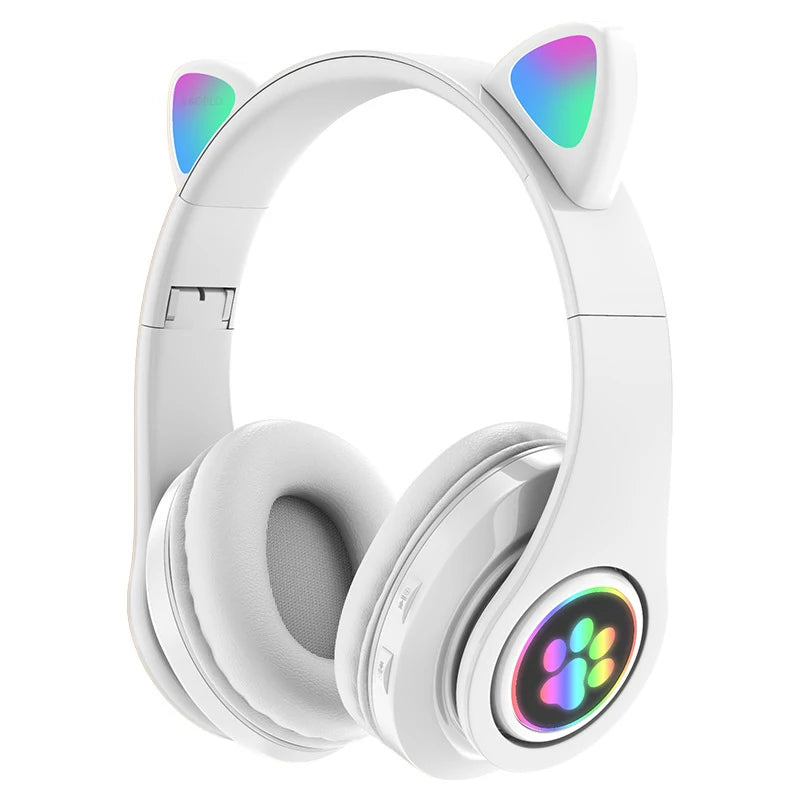 Flash Lamp Cat Ear Bluetooth Headphone With MIC Support