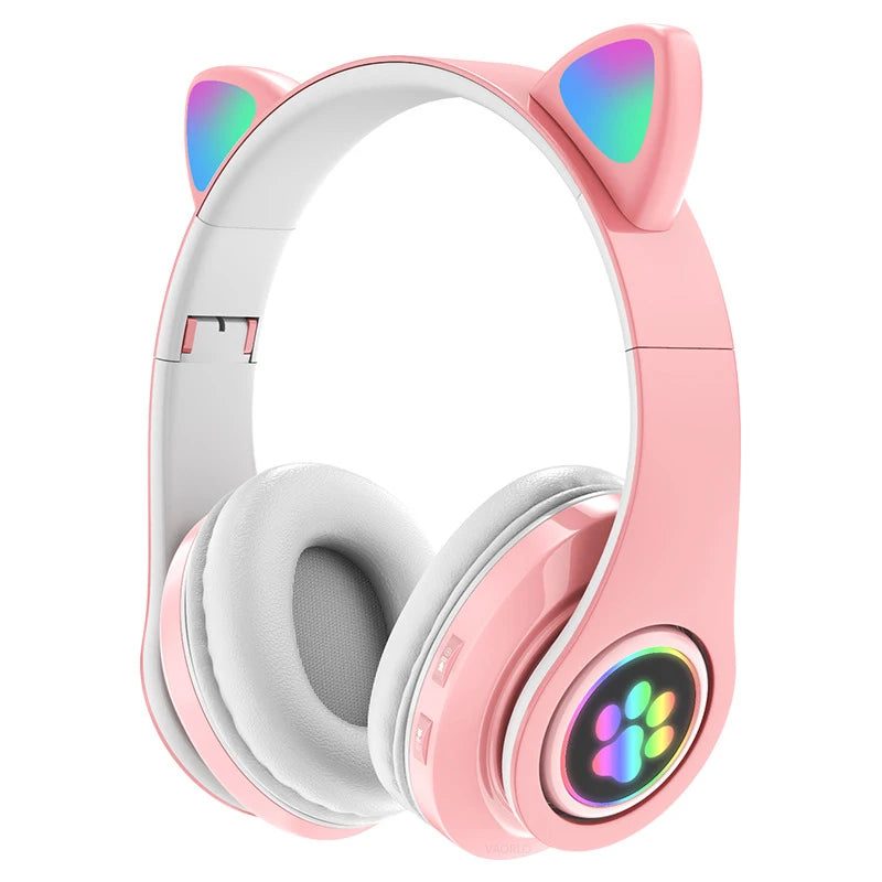 Flash Lamp Cat Ear Bluetooth Headphone With MIC Support