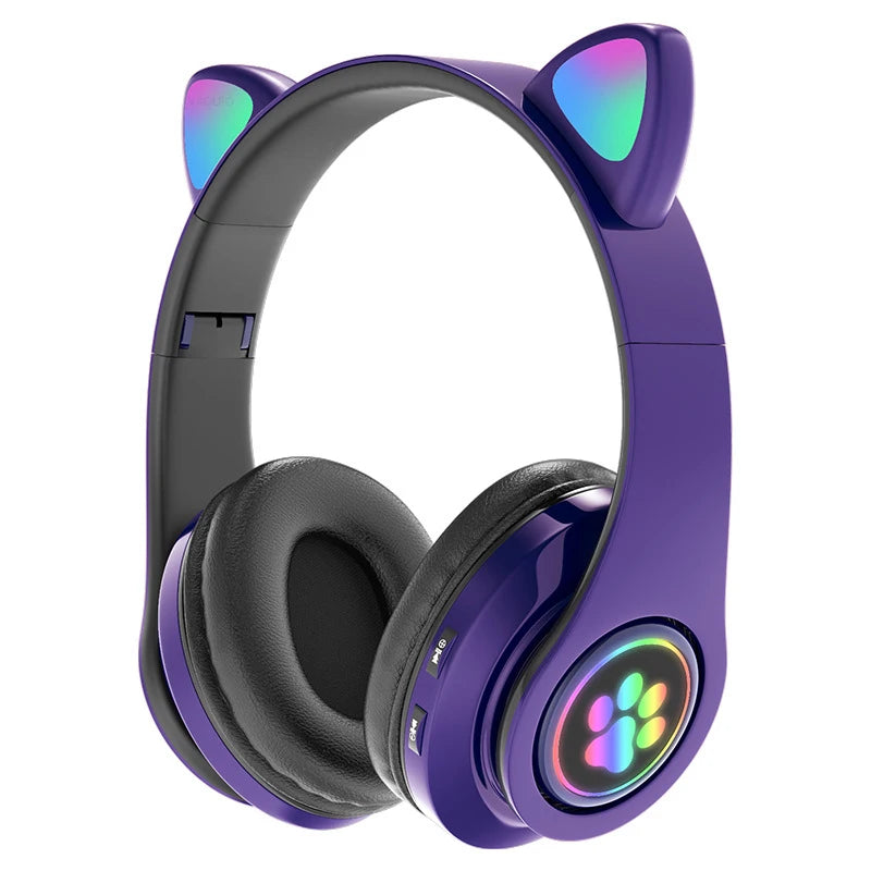 Flash Lamp Cat Ear Bluetooth Headphone With MIC Support